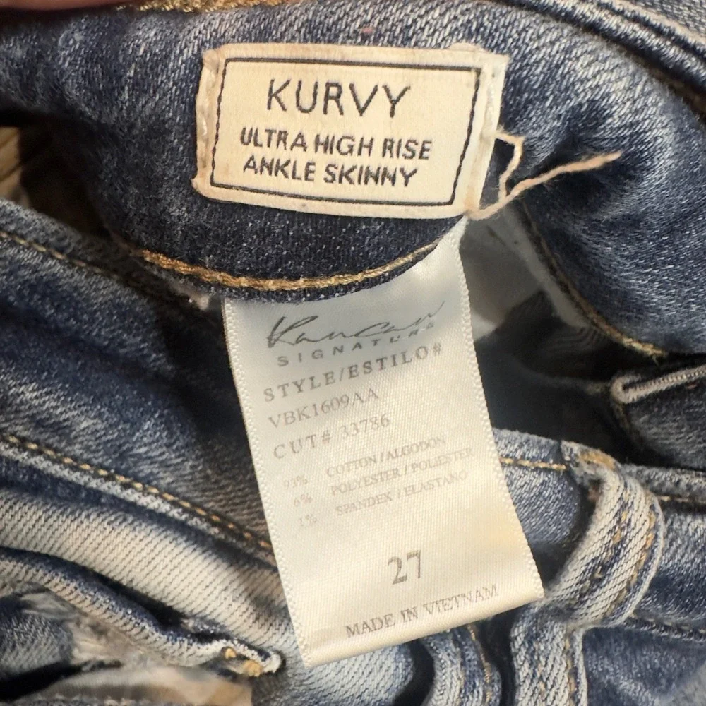 KanCan Signature Kurvy Ultra High Rise Ankle Skinny Jeans Distressed Size 27